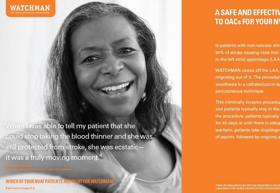 Close up teaser image of WATCHMAN brochure, designed by Carolyn Porter of Porterfolio, Inc. for Boston Scientific